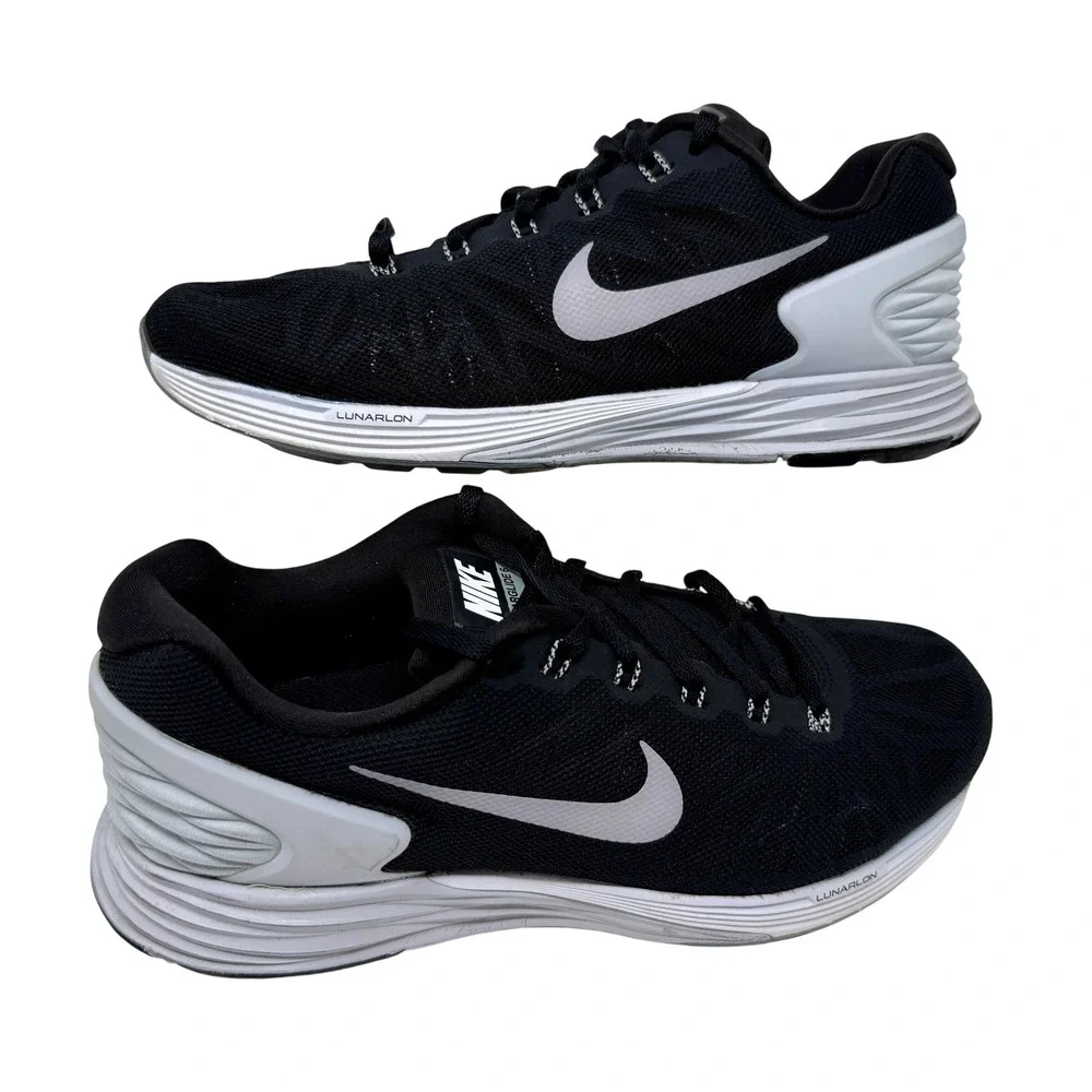 Nike LunarGlide 6 Running Shoes Black‎ White 654434-001 Size Women's 10